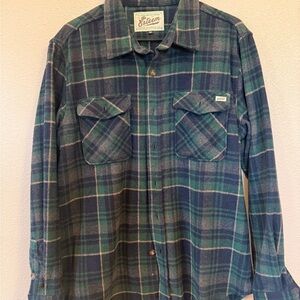 Self Esteem Navy and Teal Plaid Button Down Shirt